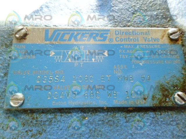 VICKERS DG5S4108CETMWB54 DIRECTIONAL CONTROL VALVE *USED*