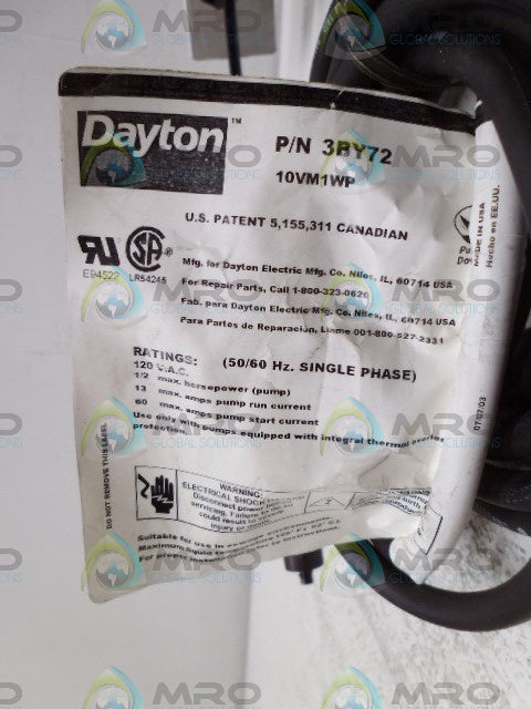 DAYTON 3BY72 FLOAT SWITCH *NEW IN BOX*