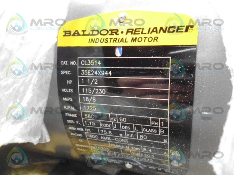 BALDOR CL3514 INDUSTRIAL MOTOR 1 1/2HP 1725RPM *NEW IN BOX*