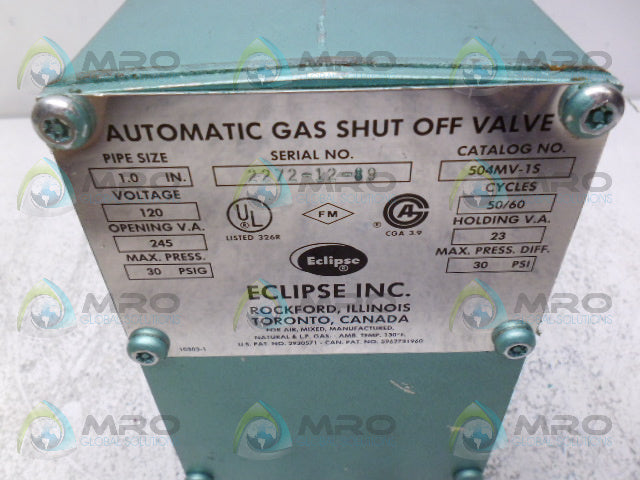 ECLIPSE 504MV-1S AUTOMATIC GAS SHUTOFF VALVE *NEW NO BOX*