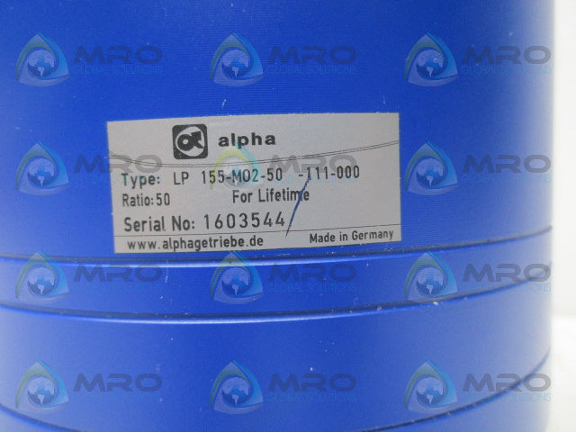 ALPHA LP155-M02-50-111-000 RATIO 50 SERVO GEAR BOX *NEW NO BOX*