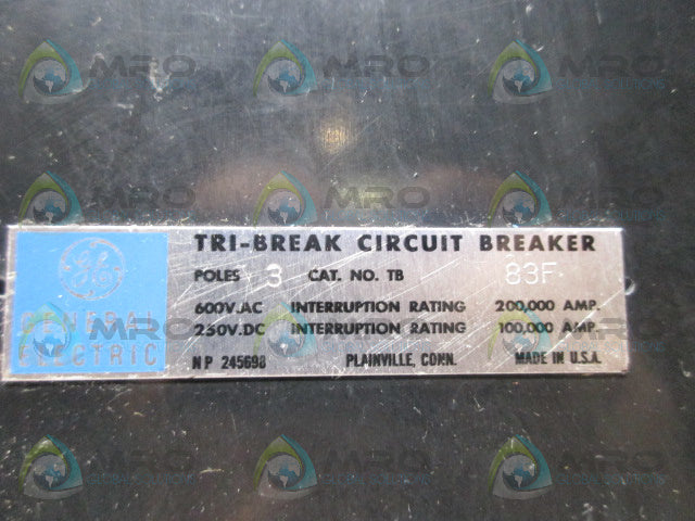 GENERAL ELECTRIC TB83F 800A TRI-BREAK CIRCUIT BREAKER *USED*