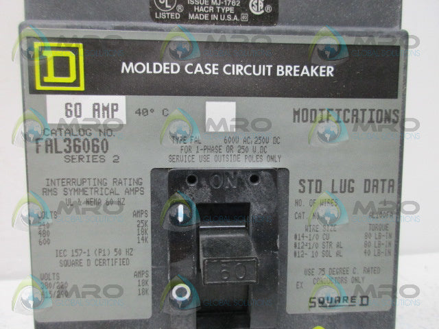 SQUARE D FAL36060 CIRCUIT BREAKER (GREEN) *NEW IN BOX*