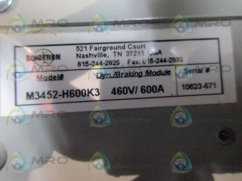 BONITRON M3452-H600K3 460V/600A DYN/BRAKING MODULE *NEW NO BOX*