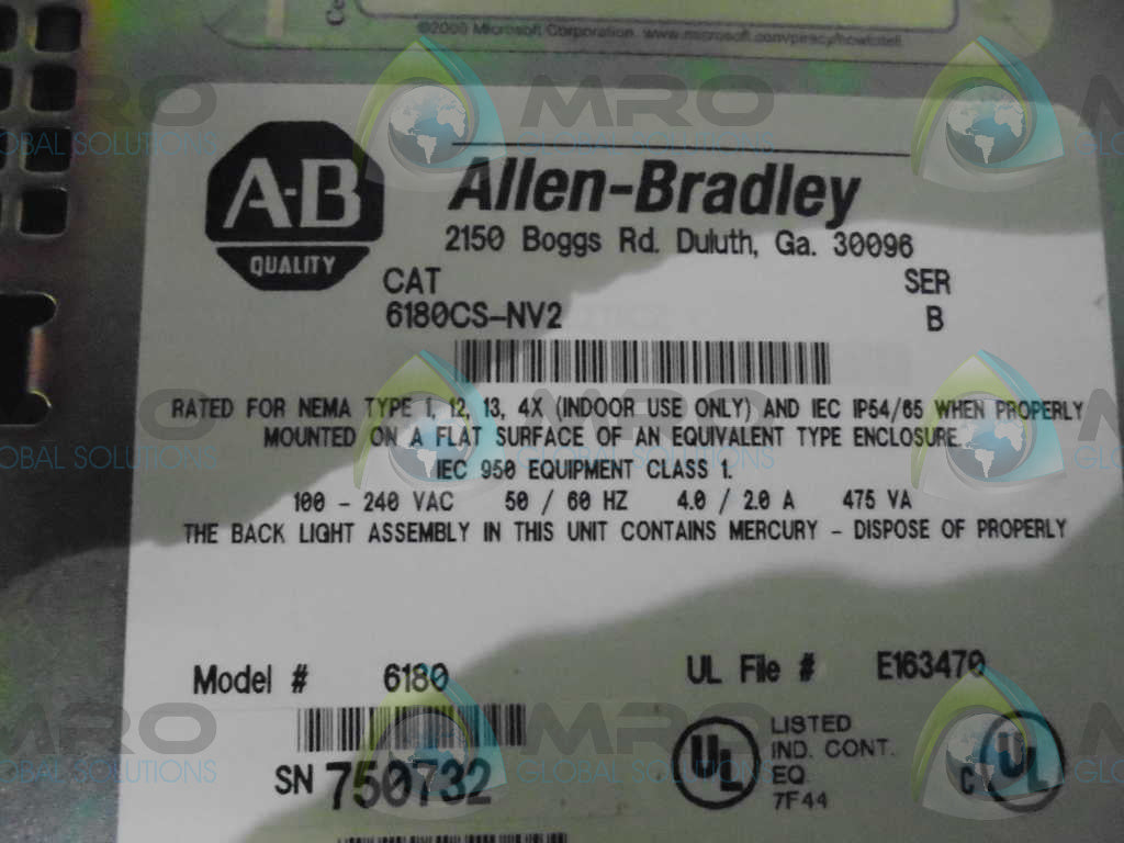 ALLEN BRADLEY 6180CS-NV2 SERIES B *NEW NO BOX*