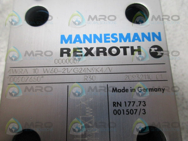 MANNESMANN REXROTH 4WRA10W60-21/G24N9K4/V DIRECTIONAL VALVE *NEW NO BOX*