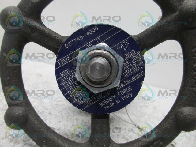 BONNEY FORGE HL11 1" GATE VALVE *NEW NO BOX*