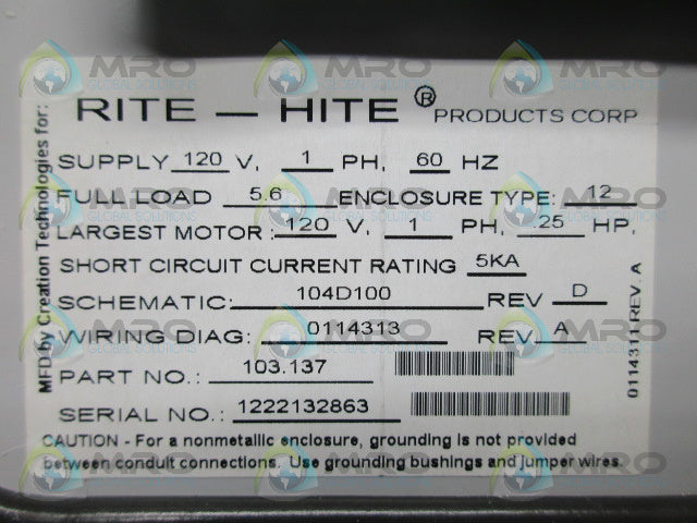 RITE-HITE 103.137 VEHICLE RESTRAINT CONTROLLER *NEW IN BOX*