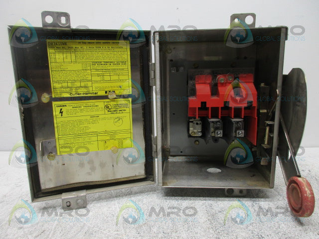 CUTLER HAMMER DH361UWK 30A HEAVY DUTY SAFETY SWITCH *USED*