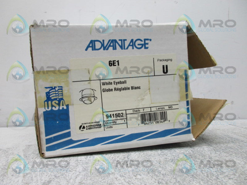 LITHONIA LIGHTING 6E1 WHITE EYEBALL GLOBE 941502 *NEW IN BOX*