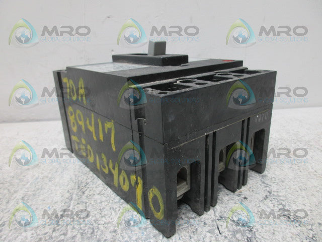 GENERAL ELECTRIC TED134070 CIRCUIT BREAKER 70A (GREEN) *USED*