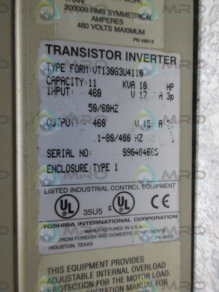 TOSHIBA VT130G3U4110 TRANSISTOR INVERTER *USED*