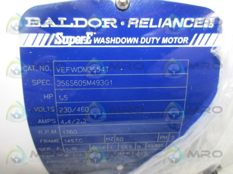 BALDOR VEFWDM3554T 1.5HP 1760RPM SUPER-E WASHDOWN DUTY MOTOR *NEW IN BOX*