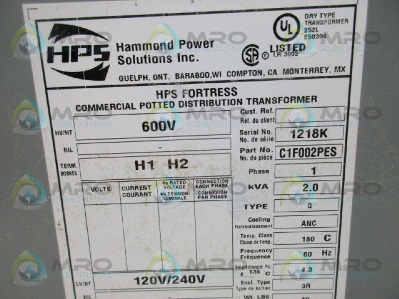 HPS C1F002PES TRANSFORMER *NEW NO BOX*