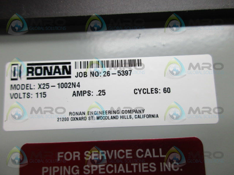 RONAN- HOFFMAN X25-1002N4 A1008CHNF (AS PICTURED) ENCLOSURE *NEW NO BOX*