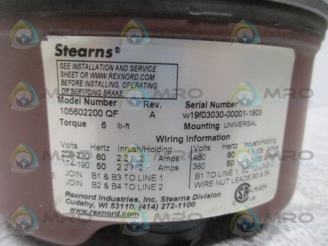 STEARNS 105602200QF REV A BRAKE ASSEMBLY *NEW NO BOX*