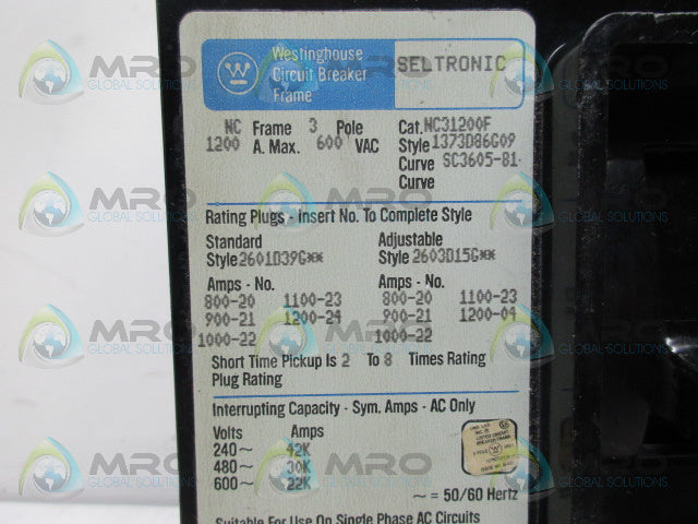 WESTINGHOUSE NC31200 CIRCUIT BREAKER *NEW NO BOX*