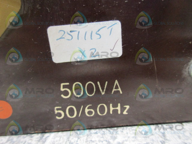 INDUSTRIAL MRO PART# 500VA 251115T x2 TRANSFORMER (AS PICTURED) *NEW NO BOX*