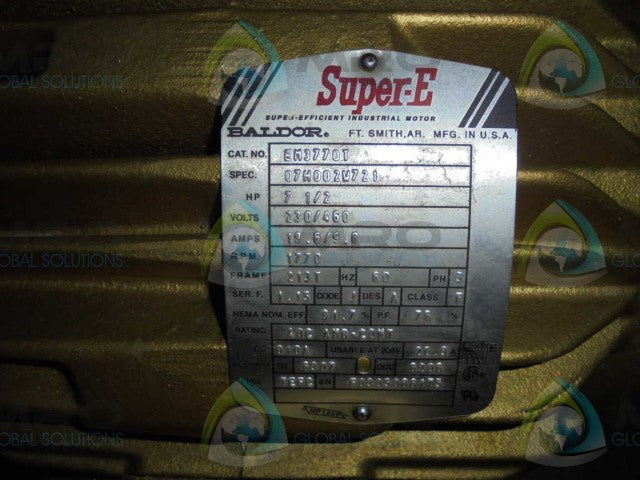 BALDOR SUPER-E EM3770T MOTOR 7.5 HP 1770 RPM *NEW NO BOX*