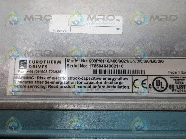 EUROTHERM 690P/0110/400/0021/US/0/0/0/0/B0/0/0 DRIVE (AS PICTURED) *USED*
