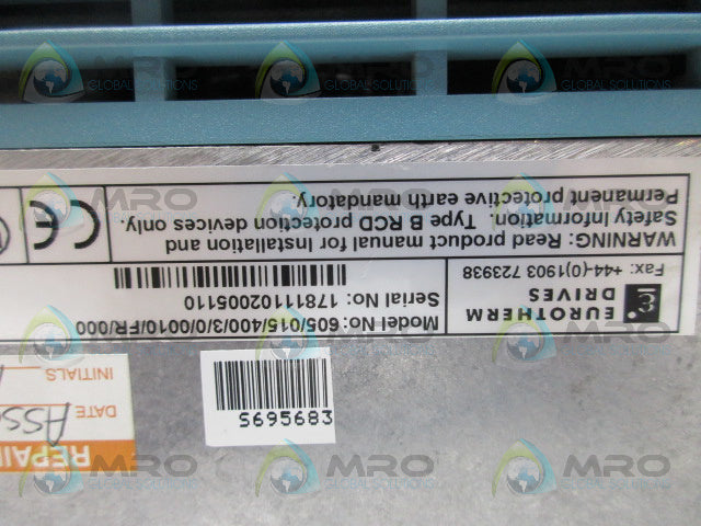 EUROTHERM 605/015/400/3/0/0010/FR/000 DRIVE *USED*