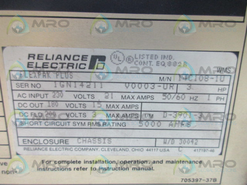RELIANCE ELECTRIC 14C108-1U FLEXPAK PLUS VS DRIVE *USED*