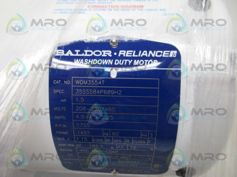 BALDOR WDM3554T 1.5HP 1755RPM WASHDOWN DUTY MOTOR *NEW IN BOX*