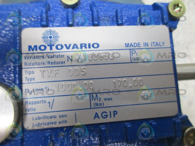 MOTOVARIO TXF005 REDUCER (ABB-M2VA71B-4 MOTOR) *NEW NO BOX*