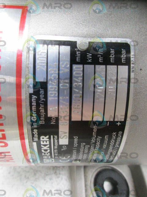 BECKER SV8.130/1-01 VSF VACUUM PUMP BLOWER *USED*