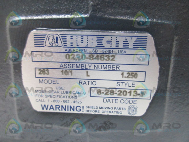 HUB CITY 0220-84632 263 RATIO 10:1 GEAR REDUCER *NEW IN BOX*
