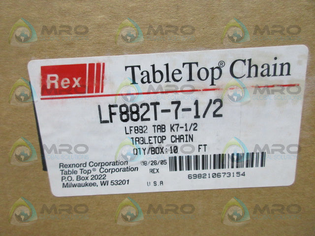 REXNORD LF882T-7-1/2 TABLETOP CHAIN *NEW IN BOX*