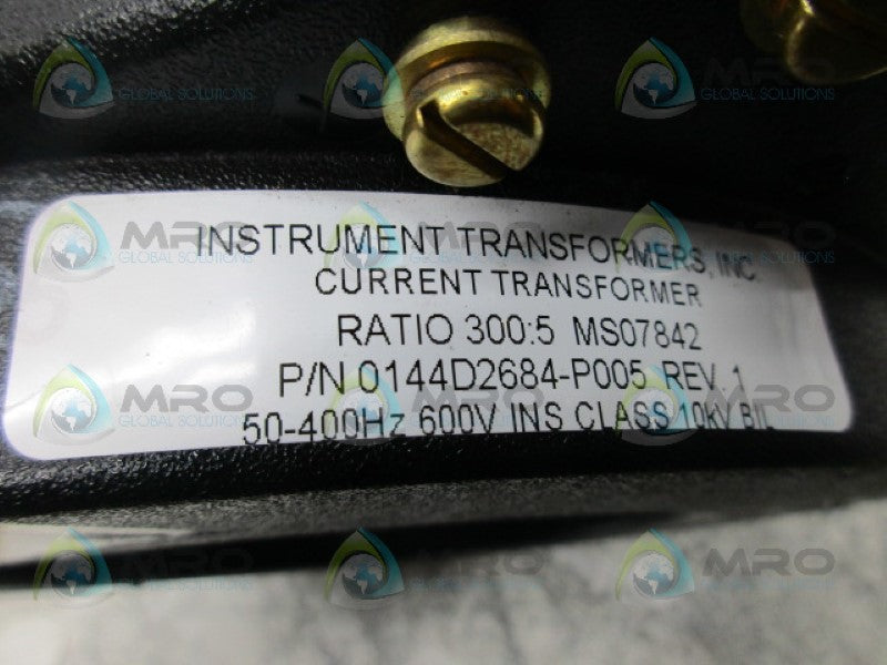 INSTRUMENT TRANSFORMERS 0144D2684-P005 TRANSFORMER RATIO 300:5 *NEW NO BOX*