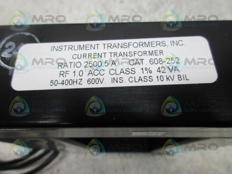 INSTRUMENT TRANSFORMERS 608-252 CURRENT TRANSFORMER RATIO 2500:5 *NEW NO BOX*