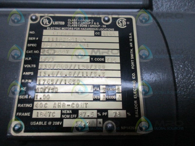 BALDOR VM7044T MOTOR *USED*
