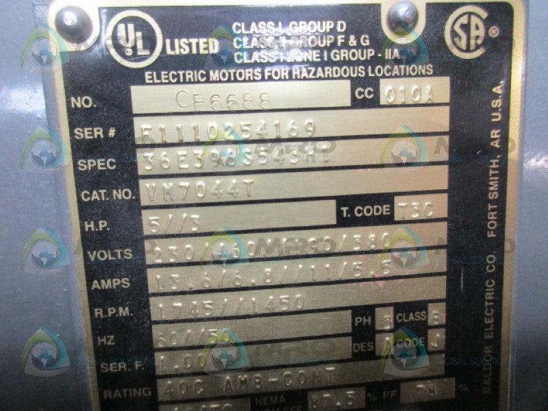 BALDOR VM7044T MOTOR *USED*