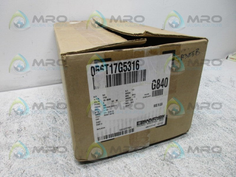 MARATHON ELECTRIC 056T17G5316 MOTOR 3/4HP 1725RPM *NEW IN BOX*