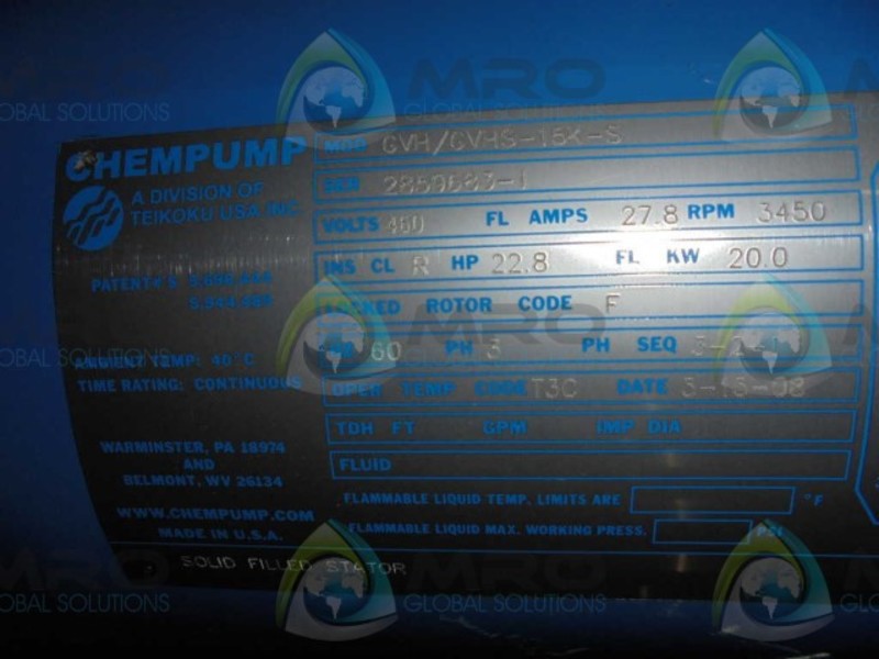 CHEMPUMP GVH/GVHS-15K-S *NEW NO BOX*