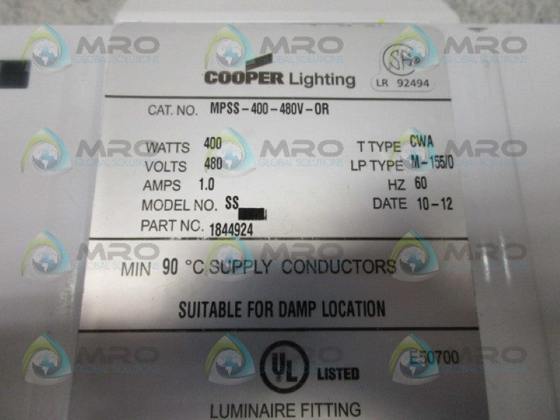 COOPER MPSS-400-480V-OR HALO LIGHTING *NEW IN BOX*