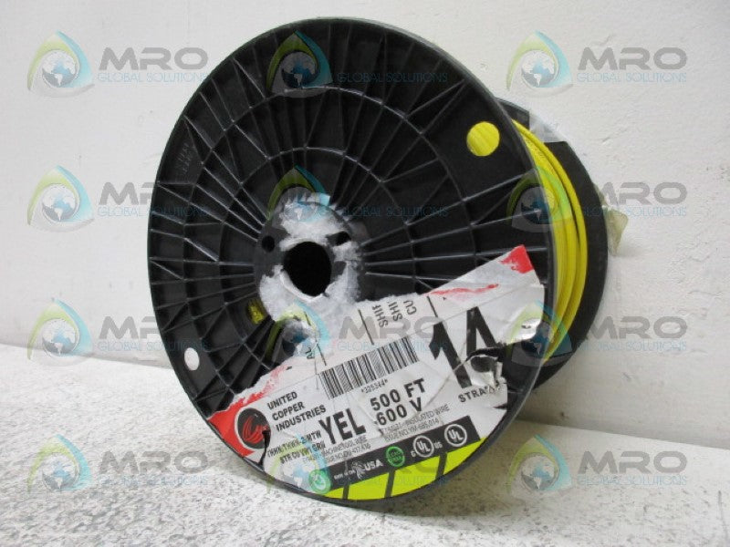 UNITED COOPER INDUSTRIES STRCUVW1GRH 500' YELLOW WIRE *NEW NO BOX*
