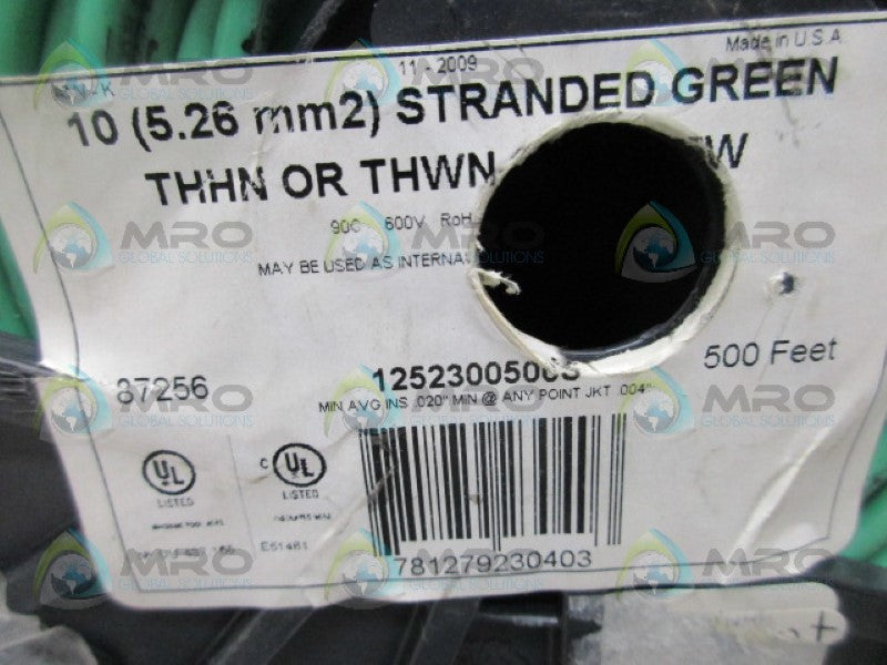 INDUSTRIAL MRO PART# 125230050JS 500' GREEN WIRE *NEW NO BOX*