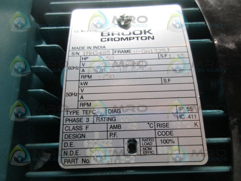 BROOK CROMPTON WA4M7.5-2 MOTOR (AS PICTURED) *NEW NO BOX*