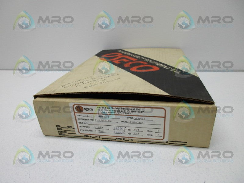 OSECO 4" VAPRO RUPTURE DISK 102 PSIG *NEW IN BOX*