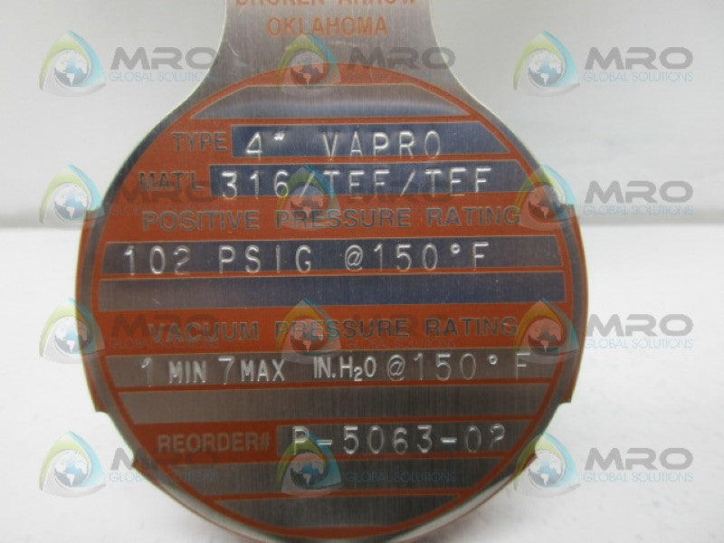 OSECO 4" VAPRO RUPTURE DISK 102 PSIG *NEW IN BOX*