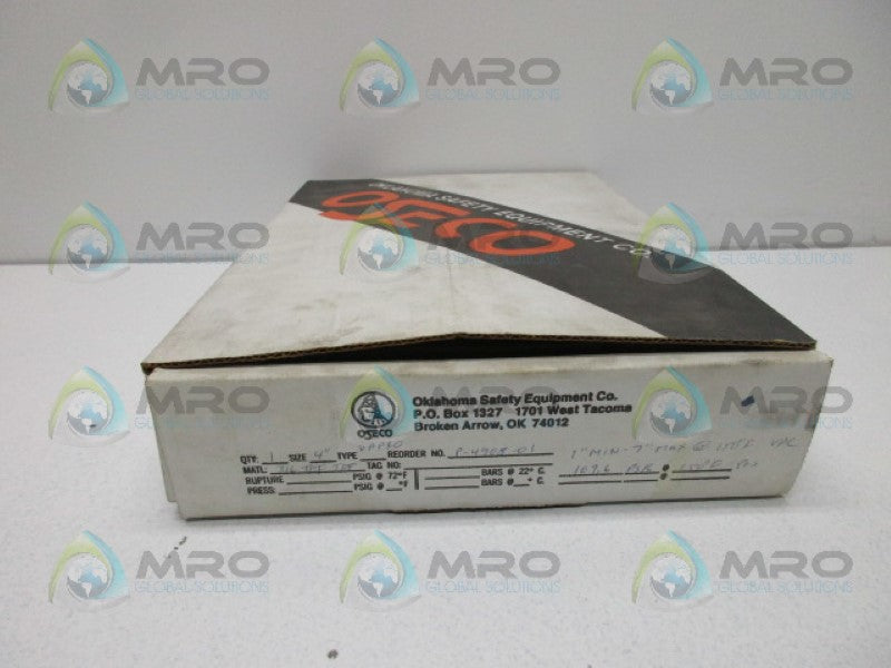 OSECO 4" VAPRO RUPTURE DISK 109.6 PSIG *NEW IN BOX*