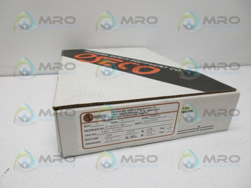 OSECO 4" F VAPRO RUPTURE DISK 108 PSIG *NEW IN BOX*