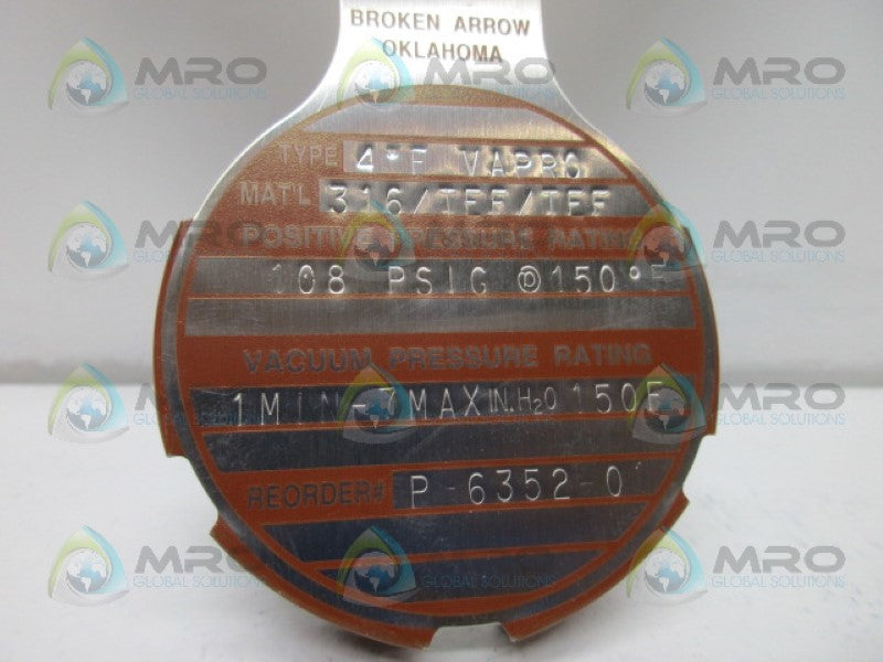 OSECO 4" F VAPRO RUPTURE DISK 108 PSIG *NEW IN BOX*