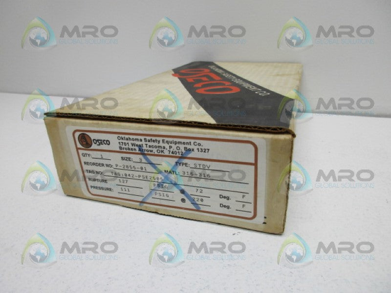 OSECO 3" STDV RUPTURE DISK 127 PSIG@ 72 DEGREE F *NEW IN BOX*