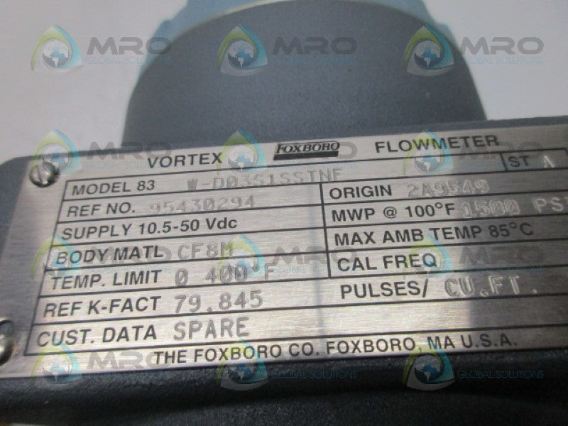 FOXBORO 83W-D03S1SSTNF VORTEX FLOWMETER *NEW IN BOX*