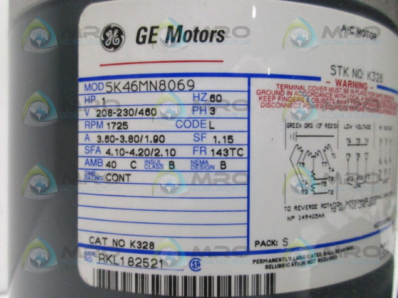 GENERAL ELECTRIC 5K46MN8069 AC MOTOR 1 HP 1725RPM *NEW IN BOX*