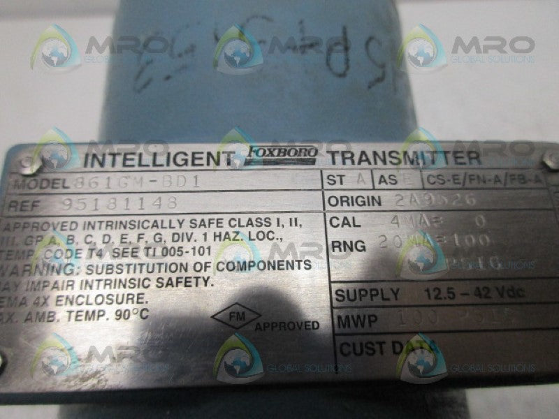FOXBORO 861GM-BD1 INTELLIGENT TRANSMITTER *USED*